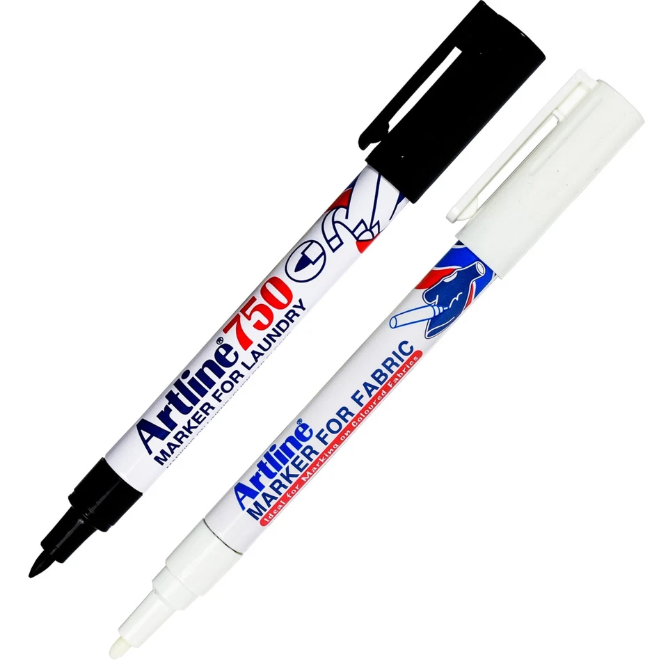 Artline 750 Black Laundry Marker & Artline EKC-1 White Fabric Marker - Image 1 of 1