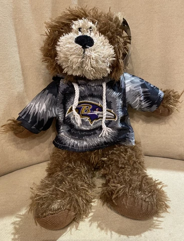 Baltimore Ravens NFL Teddy Bear Plush With Tie Dye Hoodie Sweatshirt Cover