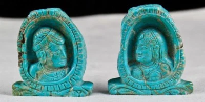 Certified Vintage Real Natural Turquoise 2pc 397ct Rare Blue Gemstone Decor - Image 1 of 4