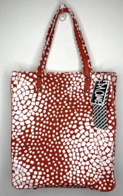 Diane von Furstenberg Tote Bag Canvas Leather Tall Lori Printed Purse Dot OS NEW - Image 1 of 4