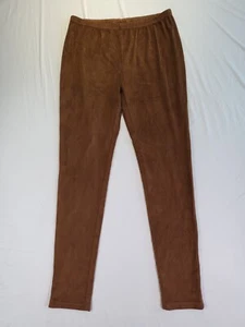 Chicos Pants Womens 1 ( Medium ) Pull On Leggings Soft Faux Suede Stretch Brown - Picture 1 of 13