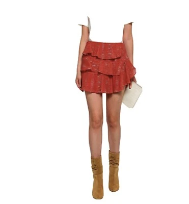 IRO SKIRT NEW Ivona tiered printed cotton-gauze mini skirt SIZE 38 - Image 1 of 4