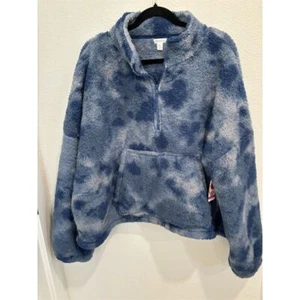 Flirtitude Active Women's 2XL Blue Tie-Dye Sherpa Fleece Pullover - Picture 1 of 5