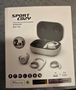 SPORT COZY MS-T20 Waterproof Wireless Headphones Android or iOS Gray NEW - Picture 1 of 5