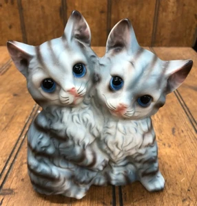 Vintage Ceramic Blue Cats Kittens Figurine 5-1/2" - Picture 1 of 3