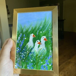 Ganso, pájaro, 4/6, pintura sobre papel, enmarcado - Imagen 1 de 6