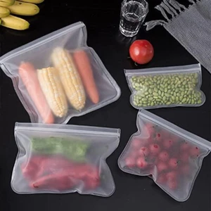 12PCS Reusable Thick Silicone Food Storage bags Zip Lock Freezer bag Leak Proof - Picture 1 of 15