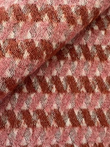 OSBORNE & LITTLE "MOUFLON TWILL" Pink &Brick Red Chevron-wool/mohair-25.5" SQ - Picture 1 of 6
