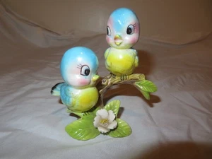 Vtg Norcrest Flirty Eyed Bluebirds On Branch w/Flower & Leaves Please Read - Picture 1 of 7