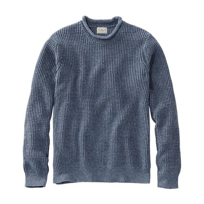 Men’s L.L.Bean Organic Cotton Waffle Rollneck Sweater Blue | Fisherman | Size XL - Image 1 of 4