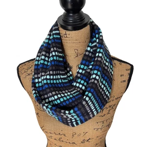 Sciarpa Talbots maglia infinito blu acqua grigio nero acrilico 60" anello accogliente classica - Foto 1 di 9