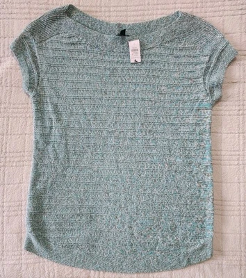 Suéter de lino para mujer Talbots talla Petite cuello de barco suéter texturizado verde Foto 1 de 4