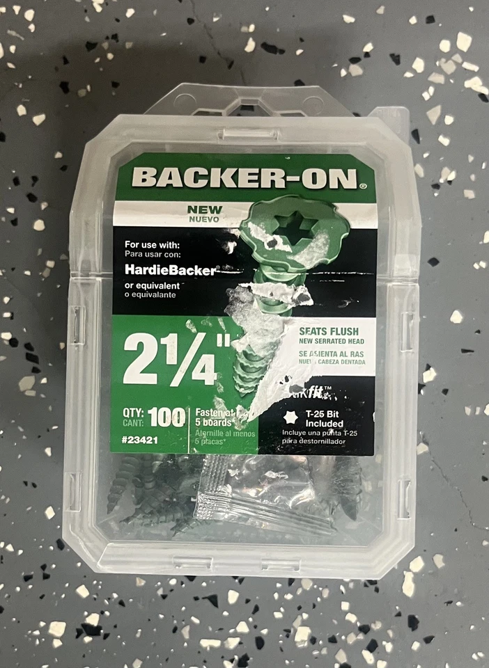 NUEVO Accesorios comunes Backer-ON tornillos de placa de cemento broca T-25 de acero de 1-1/4" Foto 1 de 1