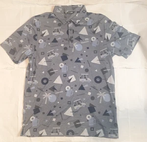Travis Mathew Polo Shirt Mens Large Golf Carts & Palm Trees Geometric - Picture 1 of 6