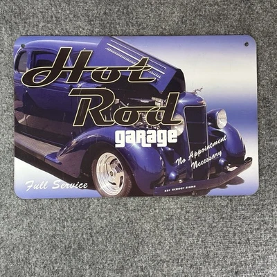 Retro Rat Rod HOT ROD GARAGE Full Service Tin/Metal Sign Size (16”L x 11”H) Rare - Image 1 of 4