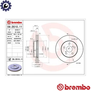 2x BRAKE DISC 09.D510.11 FOR TOYOTA PRIUS/PHV 2ZR-FXE 1.8L 4cyl PRIUS - Picture 1 of 9