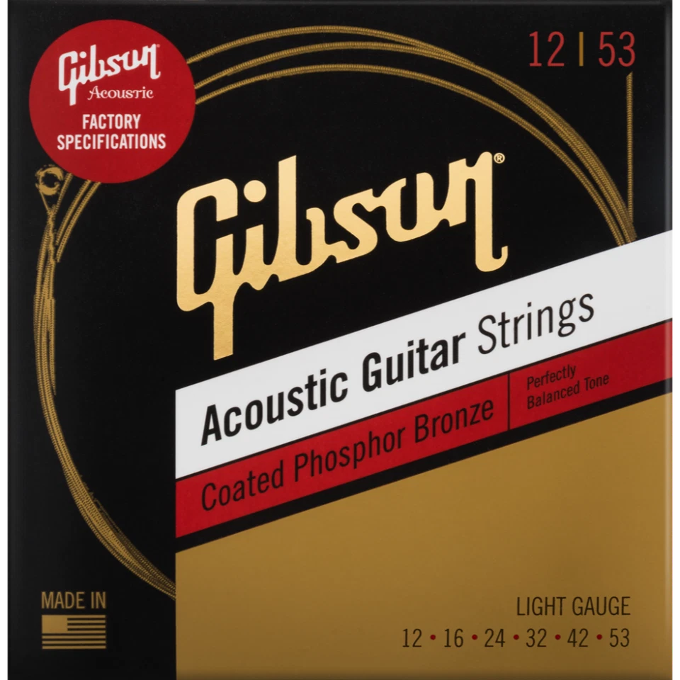 Gibson 涂层磷青铜原声吉他弦,浅 12-53 — 第 1/1 张图片