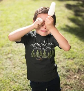 Kids Camping T Shirt Hipster Shirt Camp Shirts Camp Tent Forest Shirts Hipster N - Picture 1 of 17