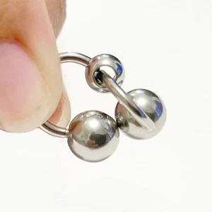TWO BALLS KNOCKING EACH OTHERS 2X8mm BALLS Surgical Steel 14g 8-10mm VCH HS. - Bild 1 von 6
