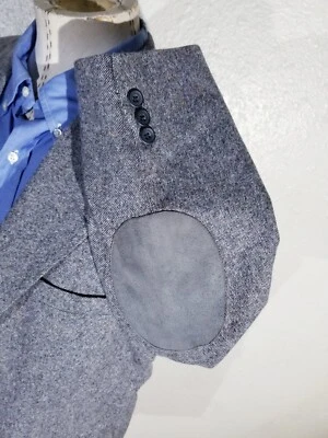 NUEVO SIN ETIQUETAS 42L Caza Tiro Codo Gris Mancha Lana Tweed Blazer Abrigo Deportivo Chaqueta Foto 1 de 4