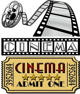 SET OF 3 HOME THEATER MARQUEE home cinema movie tickets Canvas Wall Decals - Picture 1 of 4