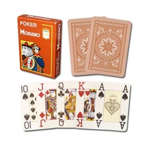 Cartas de póquer Modiano Cristallo 4 PIP 100 % plástico con índice grande - marrón - Imagen 1 de 1