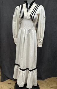 Vintage prairie maxi dress Women’s 70s ivory & black XS/S - Picture 1 of 8