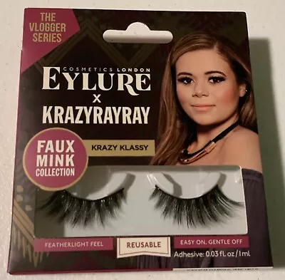 Eylure Cosmetic Krazy Klassy Reusable Eyelashes Faux Mink w/Glue New - Image 1 of 2