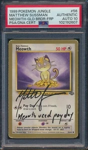 Mathew Sussman 1999 Pokemon Jungle Gold Border Meowth #56 PSA AUTÉNTICO AUTOMÁTICO 10 - Imagen 1 de 4