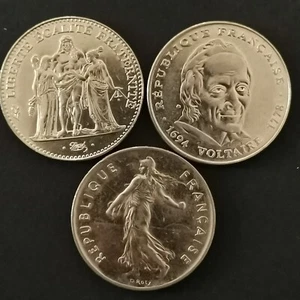 LOT 3 * 5 FRANCS 1994 VOLTAIRE & 1996 HERCULE & 1992 SEMEUSE FRANCE / REF. LOT - Picture 1 of 2