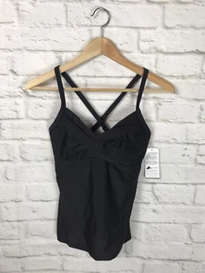 NUOVO costume da bagno donna Athleta nero ritorto taglia 32 alto D/DD - Foto 1 di 3