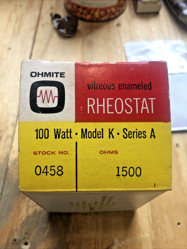 Vintage NEW OLD STOCK Ohmite Rheostat 0458 Model K 100 Watt 1500 OHM ...