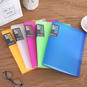 A4 Clip File Folder Transparent Candy Color Loose Leaf Binder Storage Organizer - Picture 1 of 9