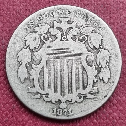 1871 Shield Nickel 5c Circulated #60561 Cover