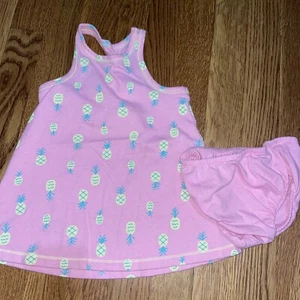 Cat & Jack Girls Pink Toddler Pineapple Dress And Underpants Size 12 Mo - Picture 1 of 9