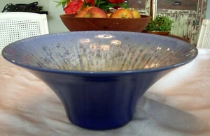 LARGE PORTMERIEON CONSOLE BOWL 13 Inches Star Burst Interior/Cobalt Exterior  - Picture 1 of 4