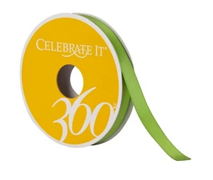 Green Satin Ribbon 3/8" Double Faced by Celebrate It Shiny Smooth #439 - Picture 1 of 6