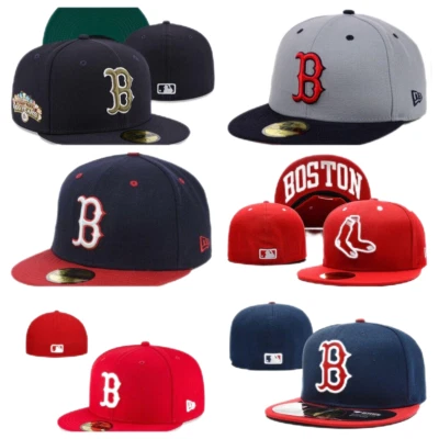 Para Hombres Nuevo Boston Red Sox Gorra de Béisbol Era Sombrero Borde Plano Sombrero 59FIFTY Sombreros Ajustados Foto 1 de 4