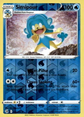 SWSH08: Fusion Strike #069/264 Simipour Reverse Holo - Image 1 of 2