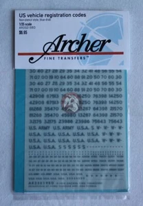 Archer 1/35 US Vehicle Blue Drab Registration Codes Non-Stencil Style AR35019BD - Picture 1 of 1