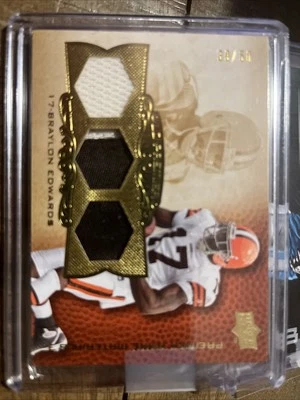 2008 Upper Deck Premier Rare Materials Triple Patch Braylon Edwards 39/50 Browns - Image 1 of 2