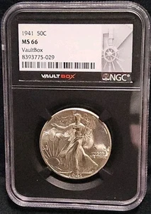 1941 Walking Liberty Silver Half Dollar - Vaultbox MS66 NGC - Bild 1 von 4