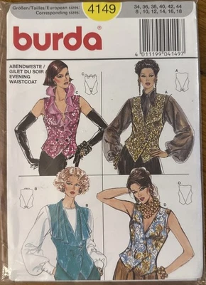 4149 Vintage Burda SEWING Pattern Misses Evening Vest Waistcoat Party UNCUT 8-18 - Image 1 of 2