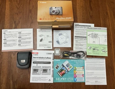 Cannon PowerShot A540 Manual, Caja, Estuche y Tarjeta SD SIN CÁMARA Foto 1 de 4