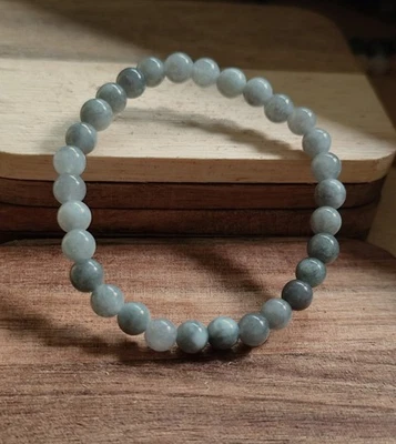 6 mm Naturstein Edelstein Myanmar Jade Perlen Armband Kugelarmband - Bild 1 von 2