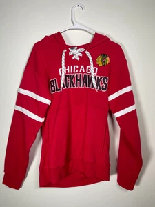 NHL Chicago Blackhawks Lace Up Pullover Hoodie Men’s S 34/36 Red/Black/White NWT - Picture 1 of 9