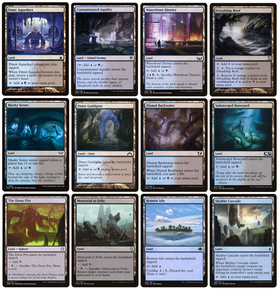 MTG - 12 x Different Blue & Black Dimir Lands for COMMANDER deck building - LP - Image 1 of 1