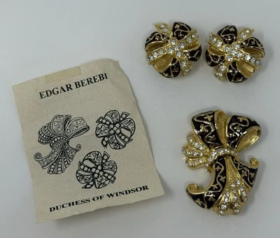 Edgar Berebi Duchess of Windsor Clip On Earrings Brooch Pin Set Limited Edition - Image 1 of 4