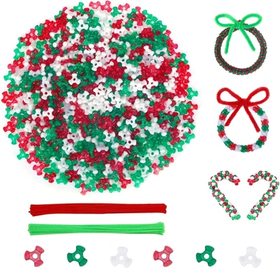 1000 peças kit de enfeites de Natal tri contas - contas triangulares vermelhas, verdes e brancas para - Imagem 1 de 4