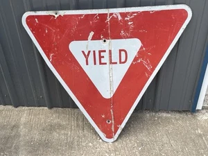 Authentic Retired Vintage Large YIELD Aluminum Metal Street Road Sign (33Wx29H) - Picture 1 of 6